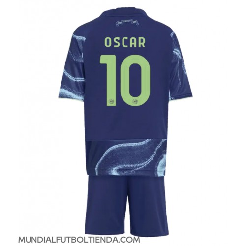 Camiseta Ajax Oscar Gloukh #10 Segunda Equipación Replica 2025-26 para niños mangas cortas (+ Pantalones cortos)